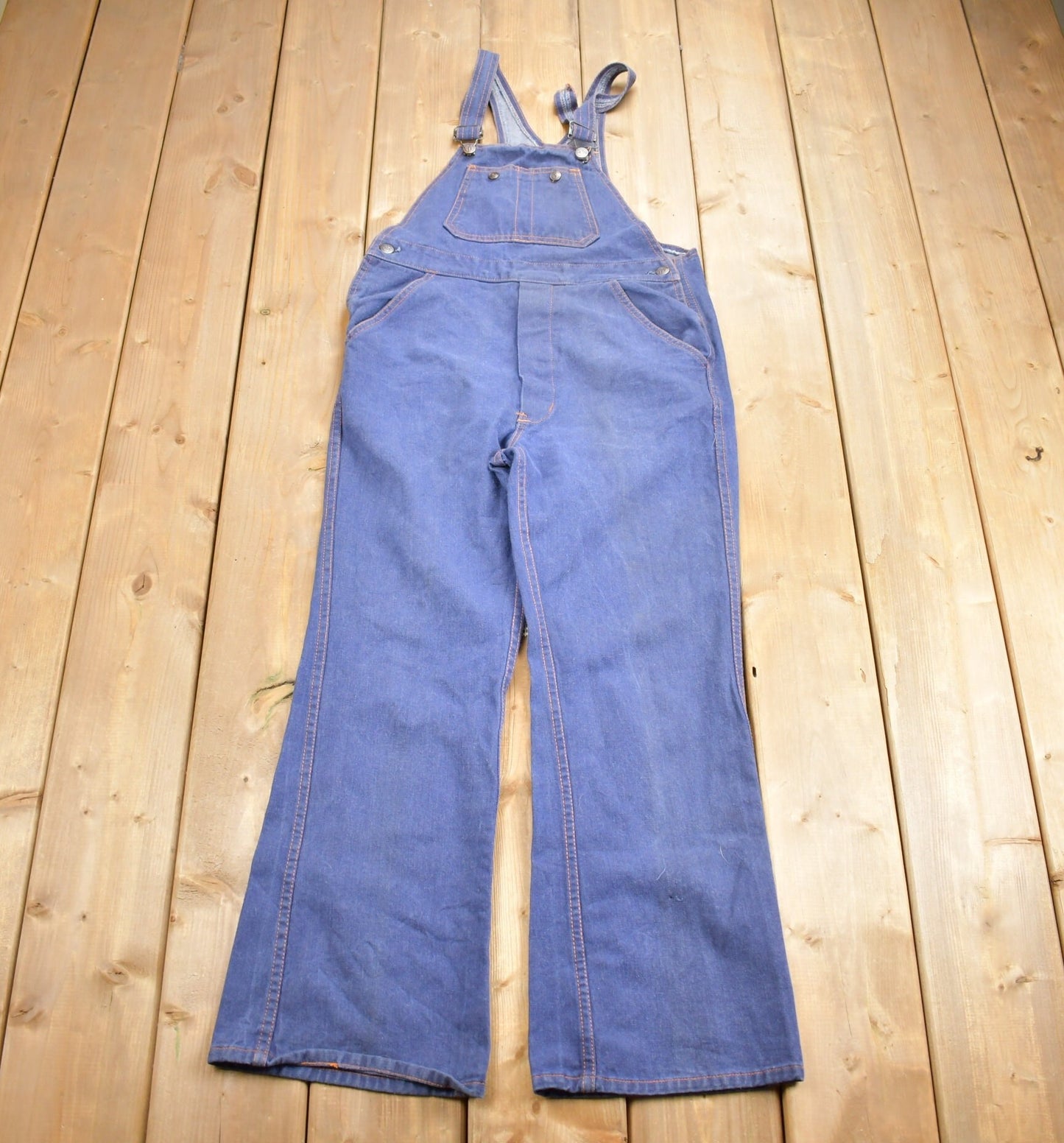 Vintage 1970s Womens's Contrast Stitch Denim Overalls