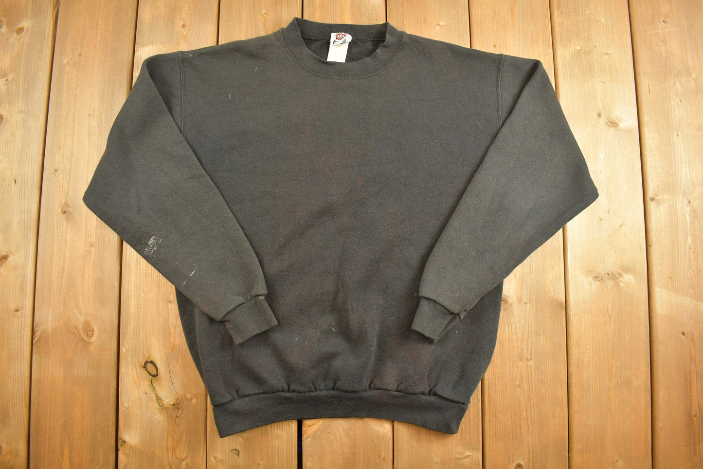 Vintage 1990s Black Franklin Sports Blank Crewneck Sweatshirt