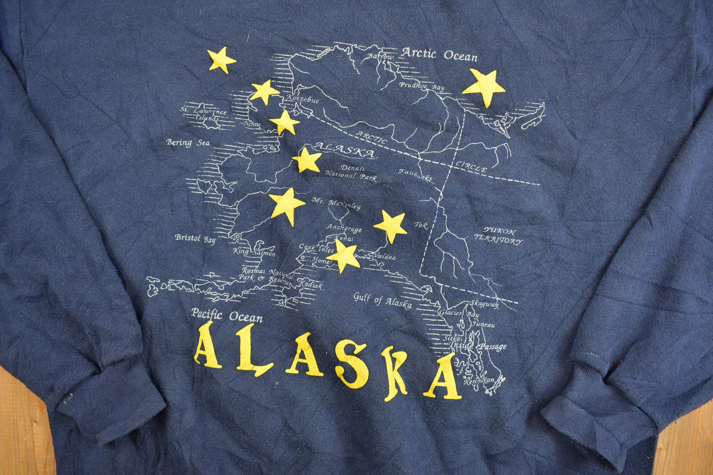 Vintage 1990s Alaska Map Adventure Crewneck Sweatshirt