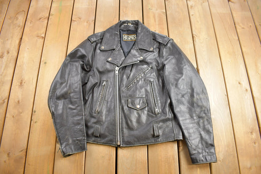 Vintage 1990s Open Road Leather Biker Jacket Size 40