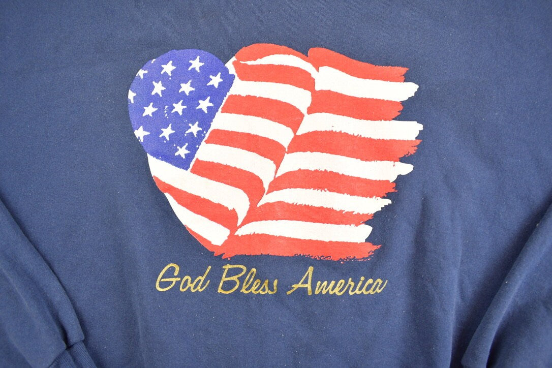 Vintage 1990s God Bless America Patriotic Crewneck Sweatshirt