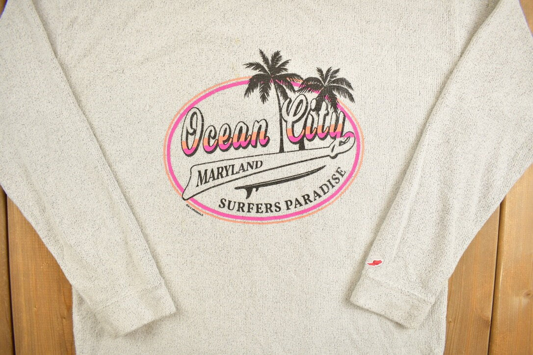 Vintage 1990s Ocean City Maryland Surfer Crewneck Sweatshirt