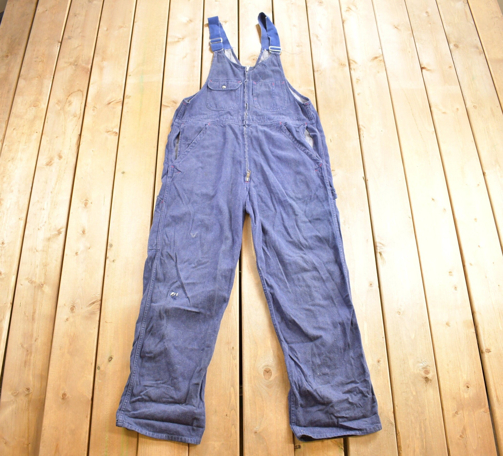 Vintage 1970s Golden Horse Zip Up Front Overalls Size 42 x 30.5