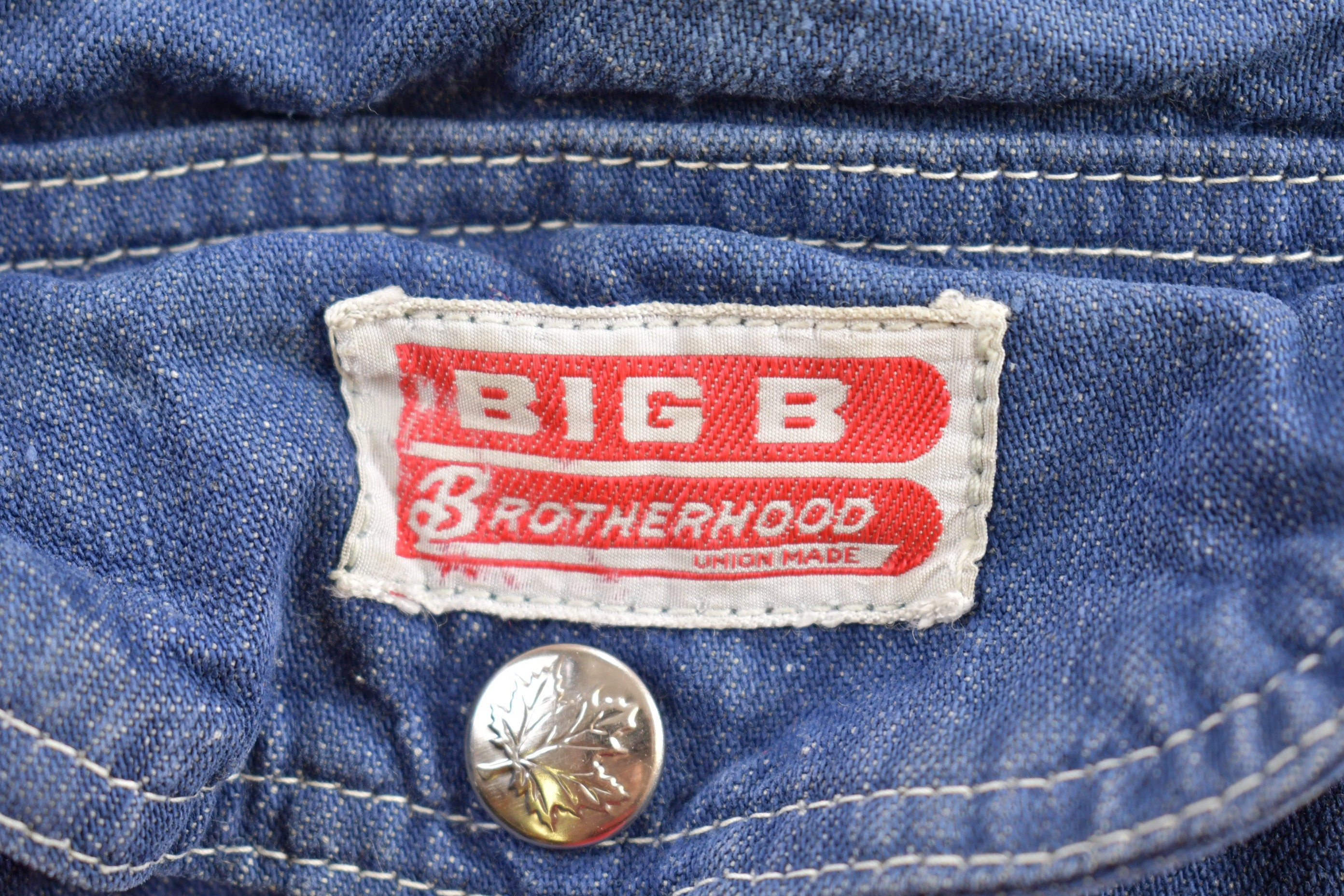 Vintage 1970s Big B Brotherhood Denim Overalls Size 42 x 30