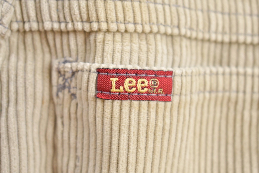 Vintage 1970s Lee Beige Corduroy Trousers Size 27 x 29.5