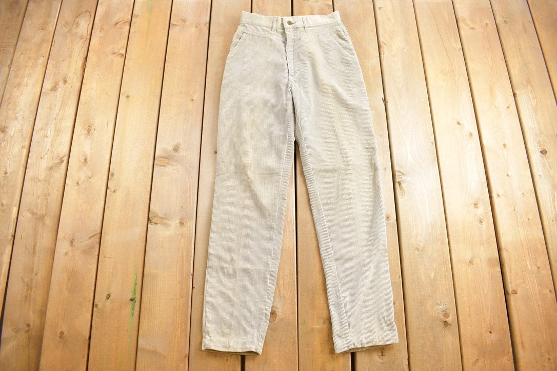 Vintage 1970s Lee Beige Corduroy Trousers Size 27 x 29.5