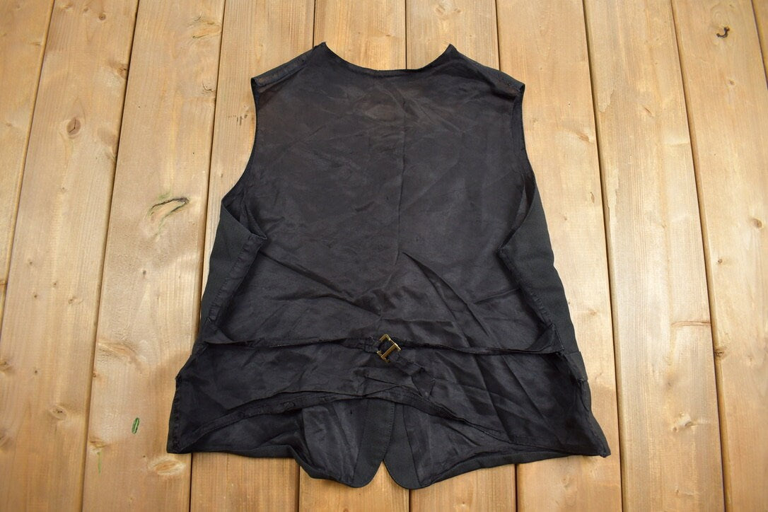 Vintage 1990s Town & Country Black Blank Vest / Vintage Vest / Button Up / Size Small / Button Up Vest / Vintage Waistcoat /