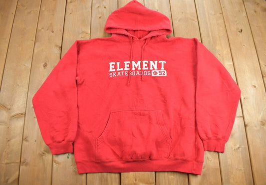 Vintage 1990s Element Skateboards Graphic Hoodie / 90s Hoodie / Vintage Sweater / Color Block / Red Hoodie / Size M