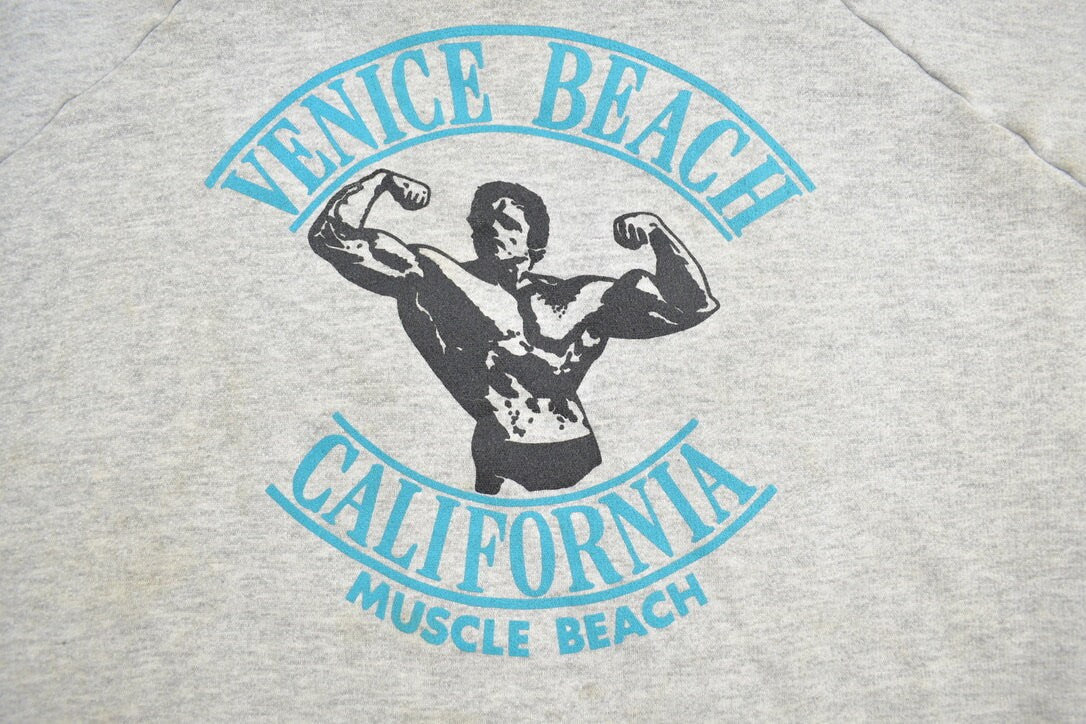 Vintage 1990s Crop Sleeveless Venice Beach California Muscle Beach Crewneck Sweatshirt / 90s Crewneck / Souvenir Sweater / Travel / Vacation