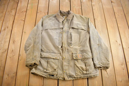 Vintage 1990s Distressed Carhartt Field Coat / Thrashed Carhartt / Outerwear / 90s Carhartt / Made In USA