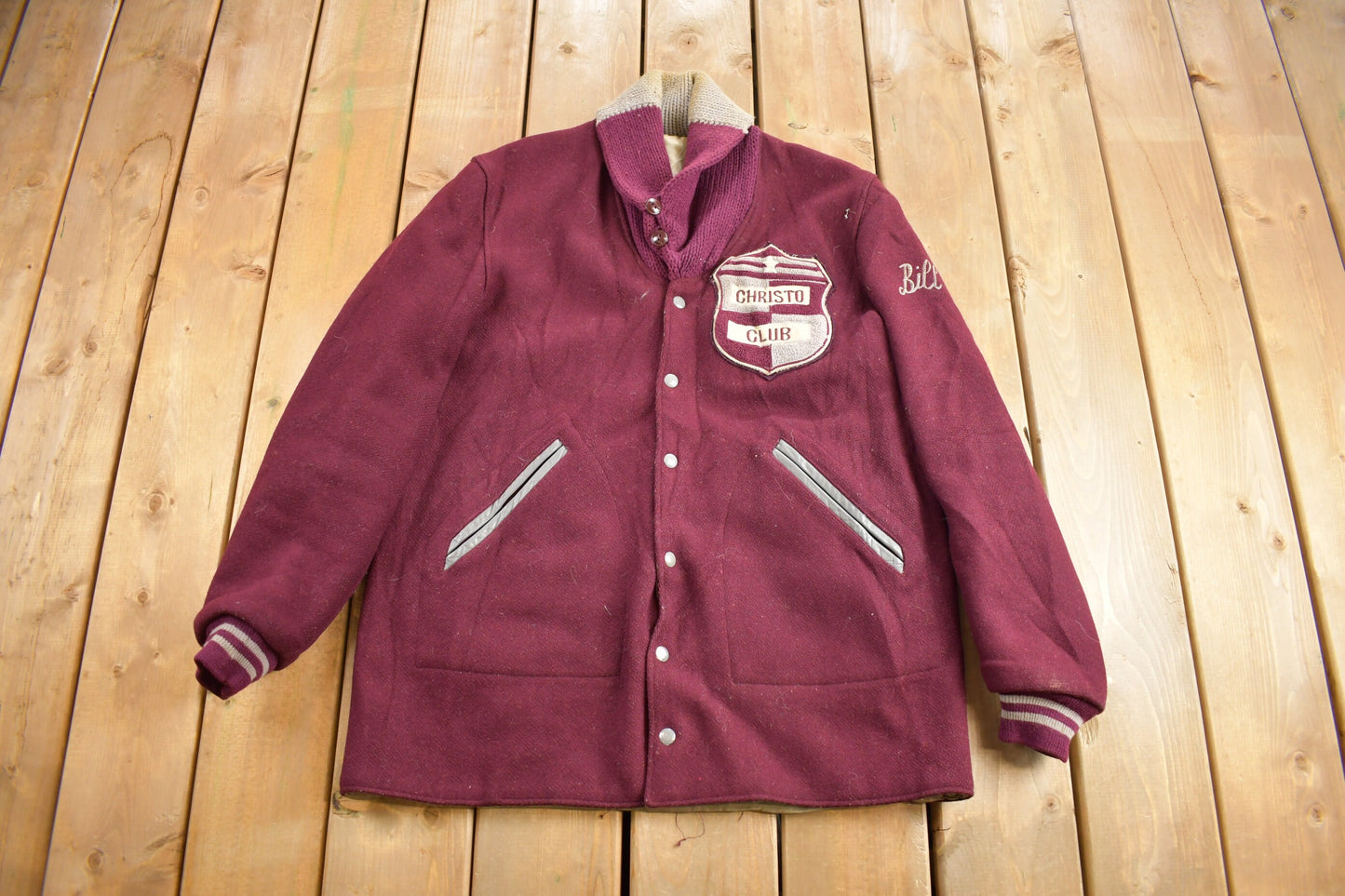 Vintage 1980s Christo Club Reversible Varsity Jacket / Wool Coat / Embroidered / Vintage Varsity jacket