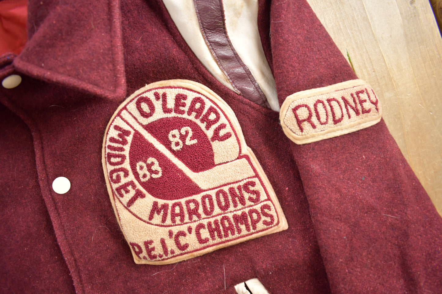 Vintage 1983 Midget O'leary Maroons PEIC Champs Varsity Jacket / Wool Coat / Embroidered / Vintage Varsity Jacket / Made In Canada