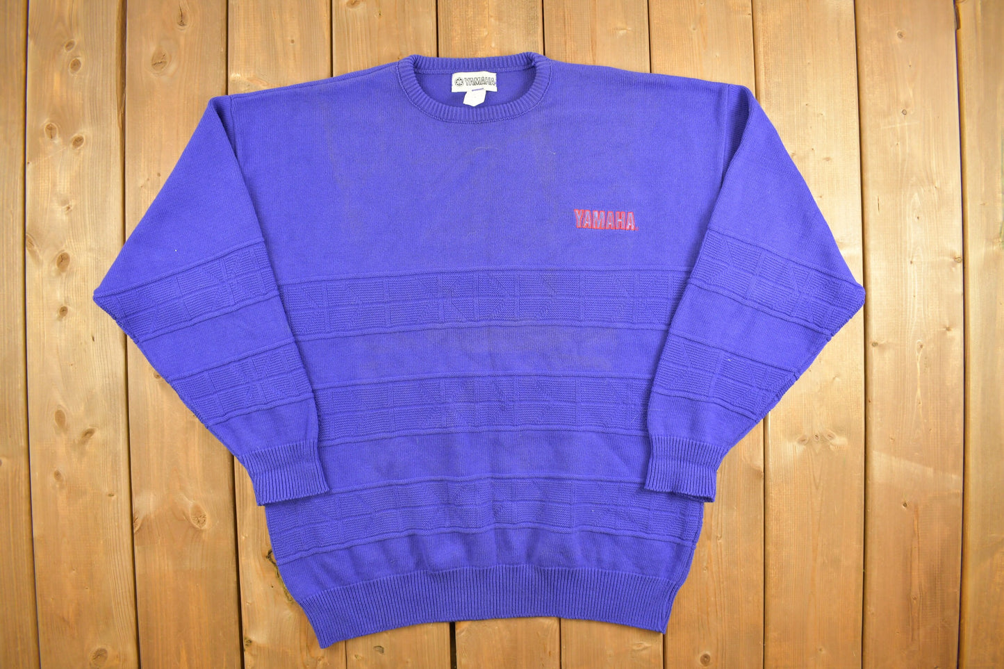 Vintage 1990s Yamaha Knitted Crewneck Sweater / Vintage 90s Crewneck / Embroidered / Sweatshirt / Vintage Yamaha / Made In Canada