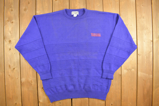 Vintage 1990s Yamaha Knitted Crewneck Sweater / Vintage 90s Crewneck / Embroidered / Sweatshirt / Vintage Yamaha / Made In Canada