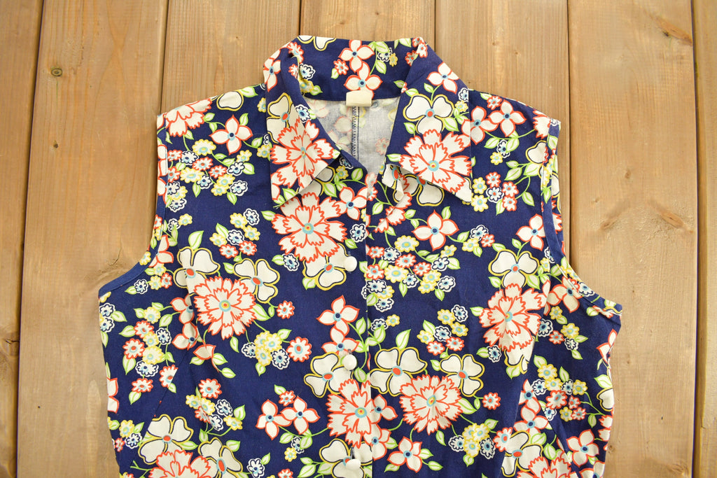 Vintage 1960s Floral Sleeveless Dress