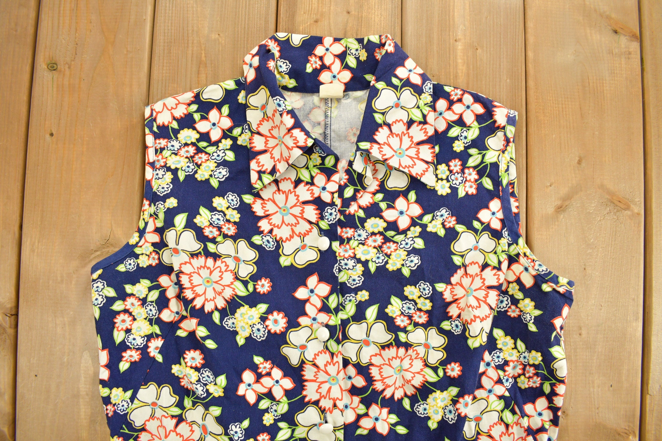 Vintage 1960s Floral Sleeveless Dress