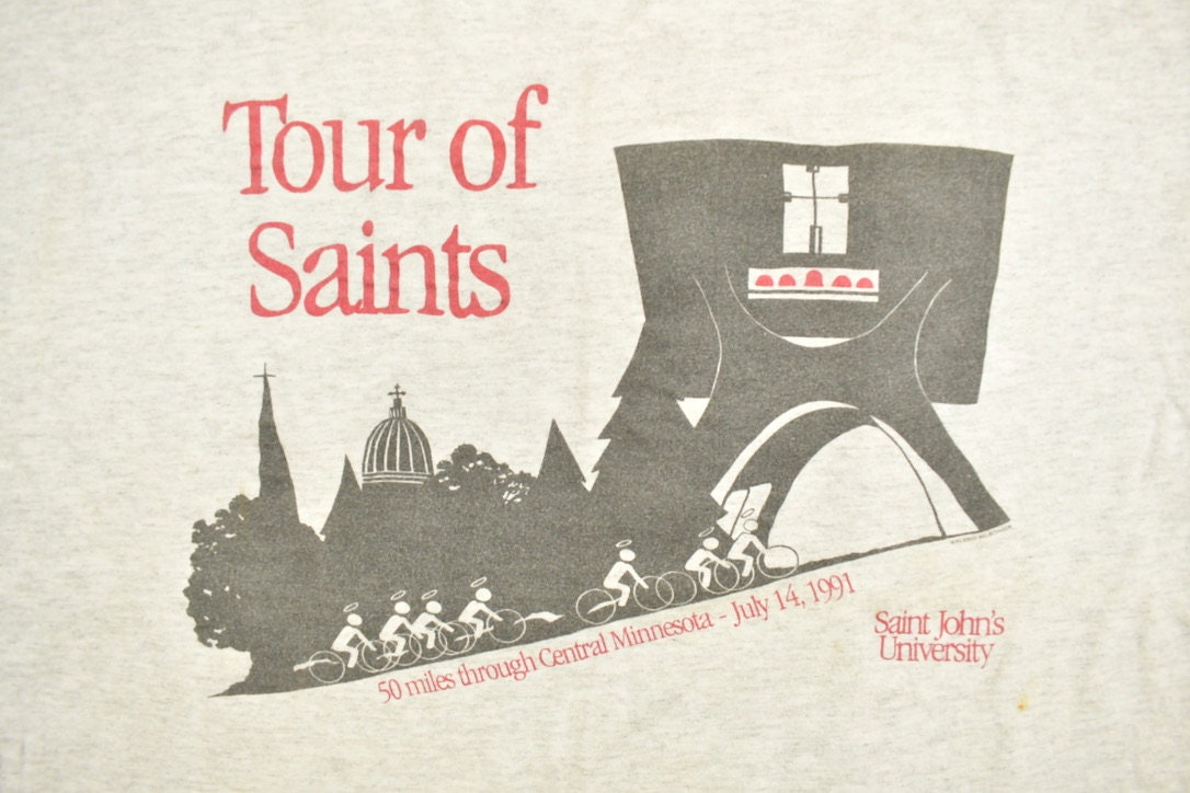 Vintage 1991 Saint John's University Collegiate T-Shirt / Tour Of Saints / Americana / Sportswear / Vintage Minnesota / Fun Run