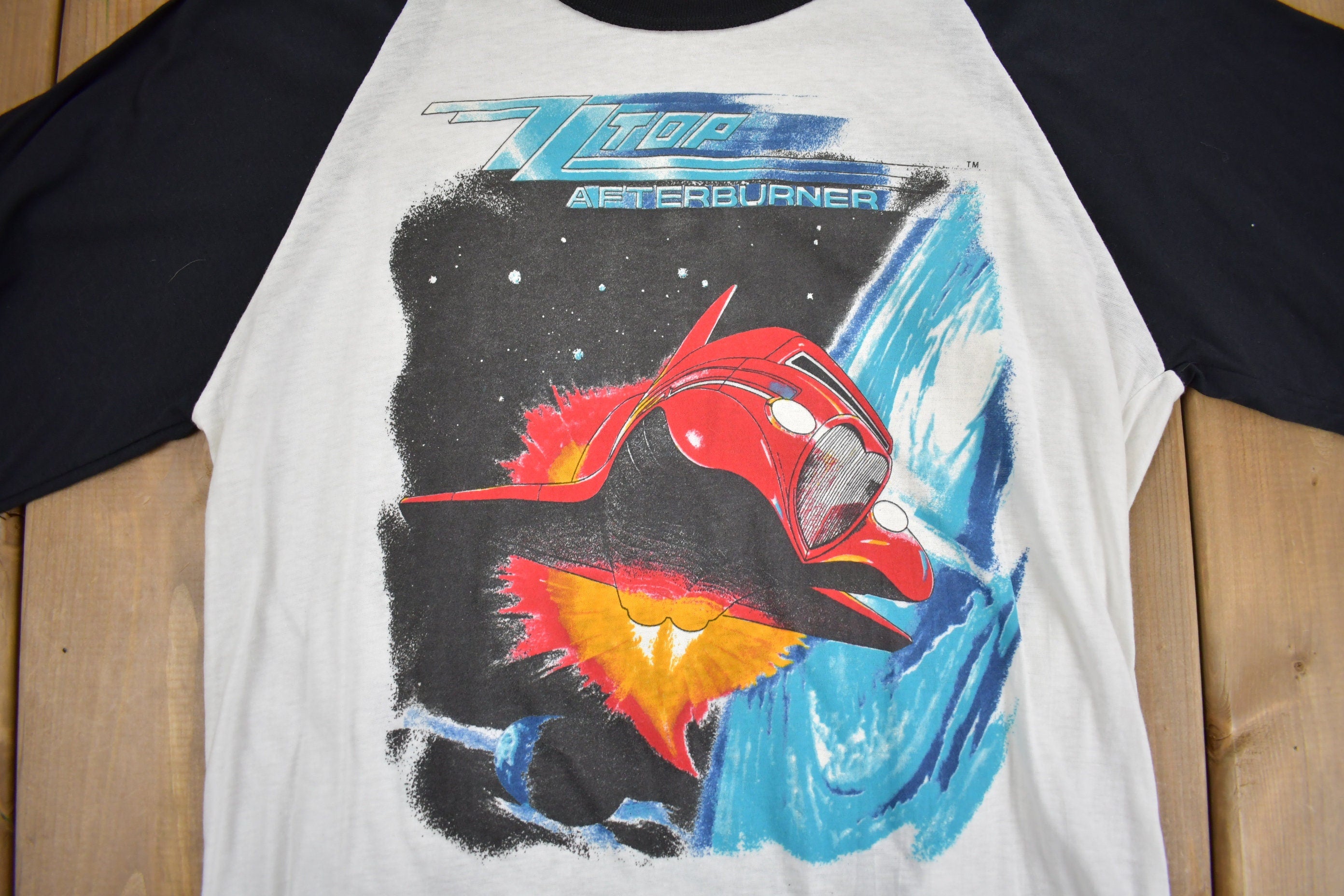 Vintage 1985 ZZ Top Afterburner Tour Raglan Band T-shirt
