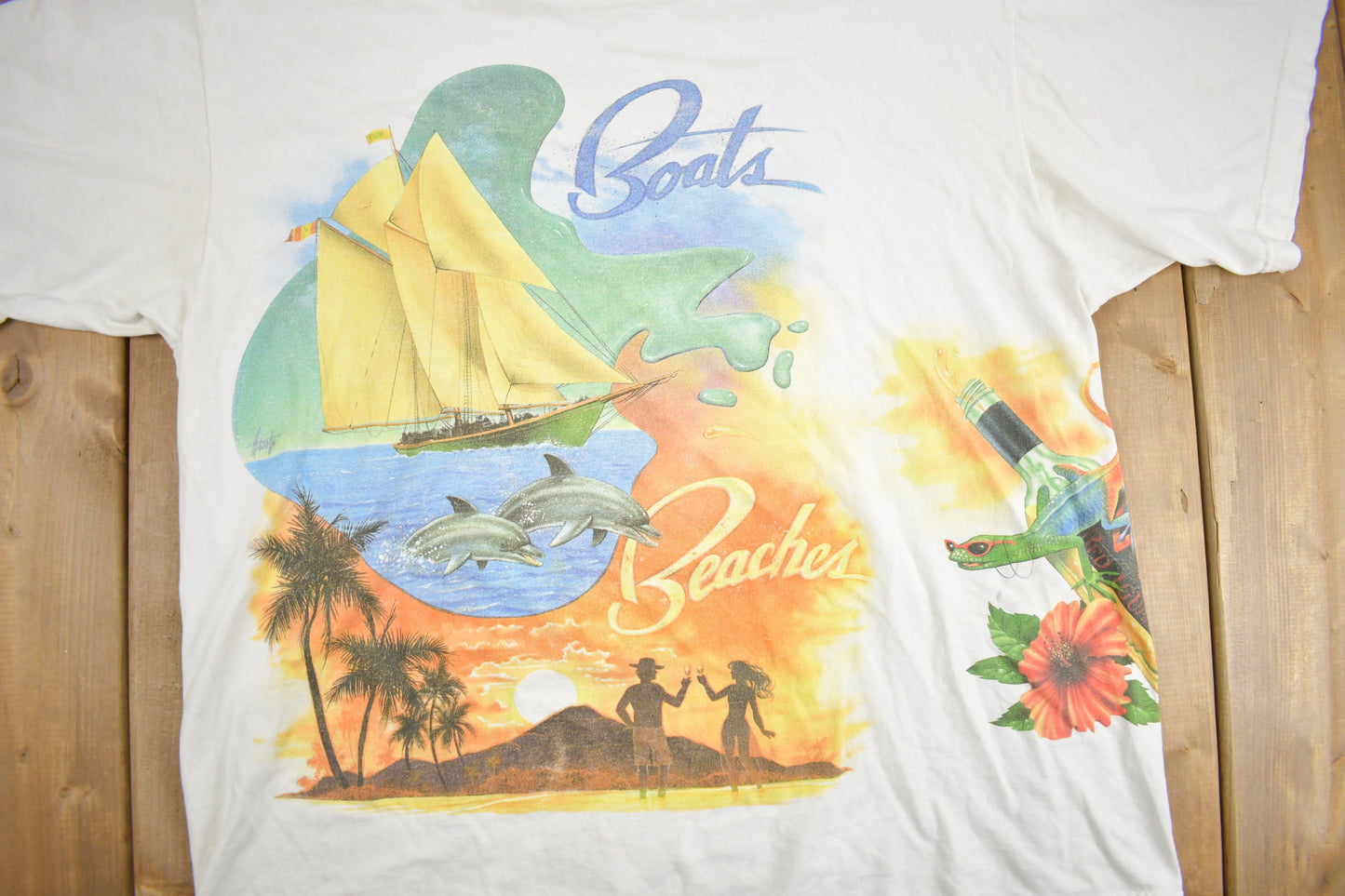 Vintage 1990s Caribbean Soul Tropical Graphic T-Shirt / Streetwear / Tropics Shirt / Vacation Tee / Travel & Tourism / Made in USA