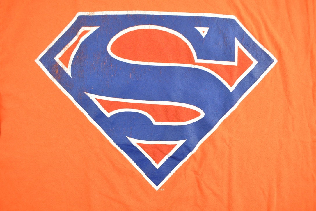 Vintage 1990s Rare Orange Superman Graphic T Shirt / Vintage T Shirt / Streetwear / Graphic Tee / Superhero Tee / DC Comics / Made In USA