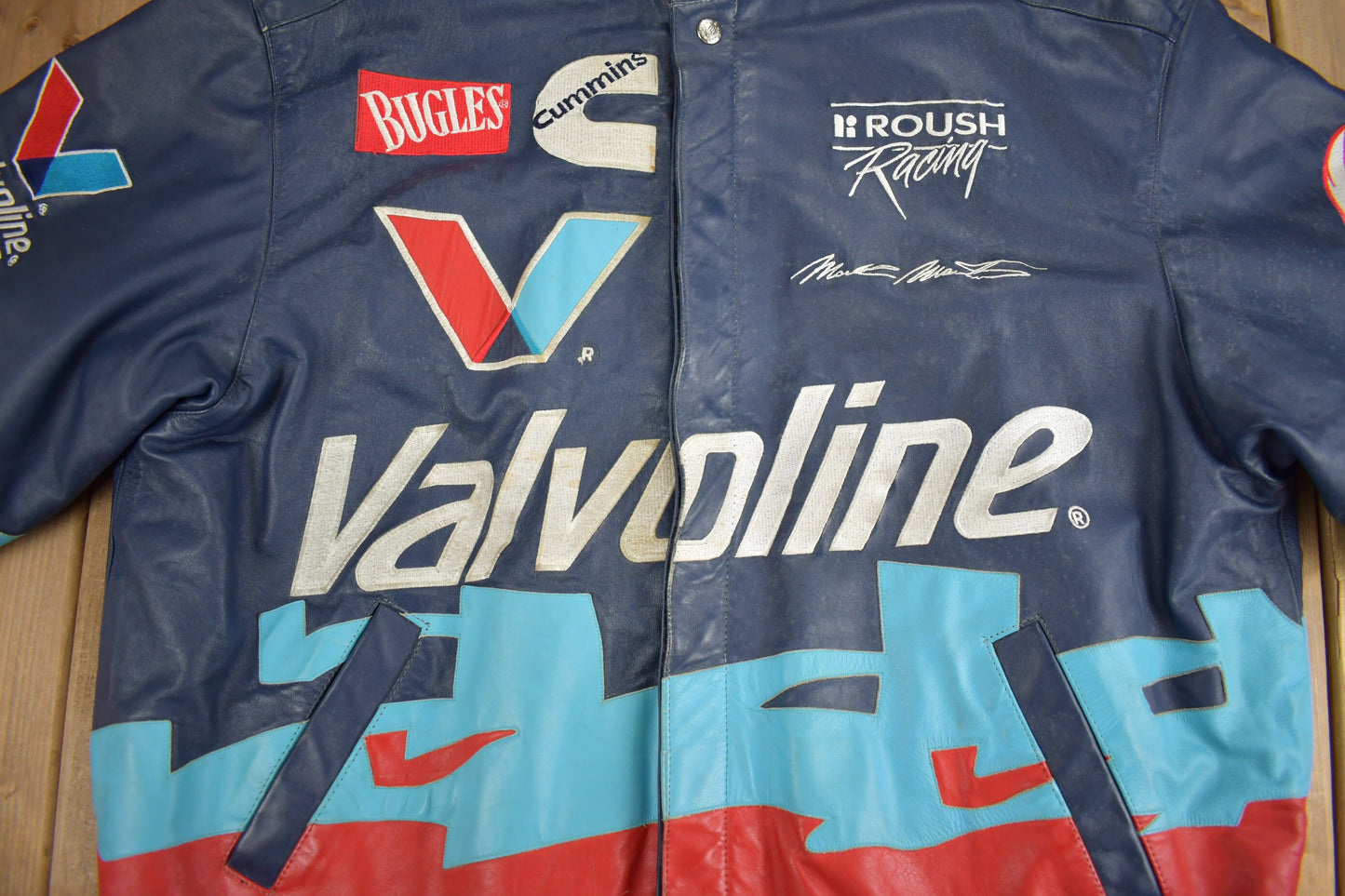 Vintage 1990s Jeff Hamilton Valvoline Racing Leather Jacket / Patchwork / Streetwear / Vintage Racing Jacket / Made In USA