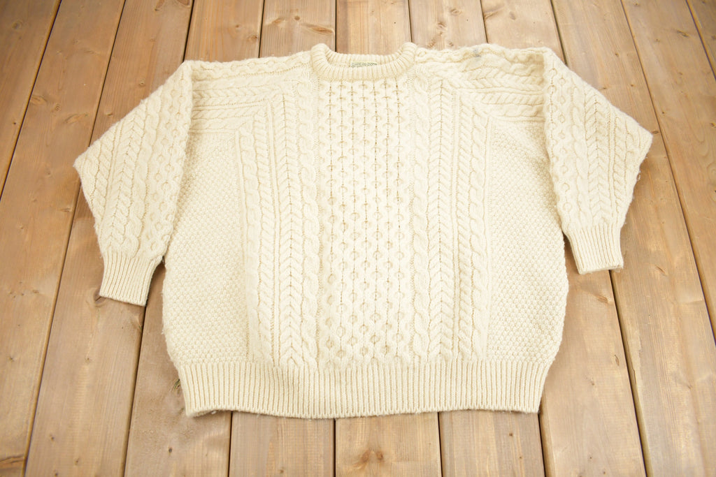 Vintage 1960s Carraig Donn 100% Wool 3D Cable Knit Sweater