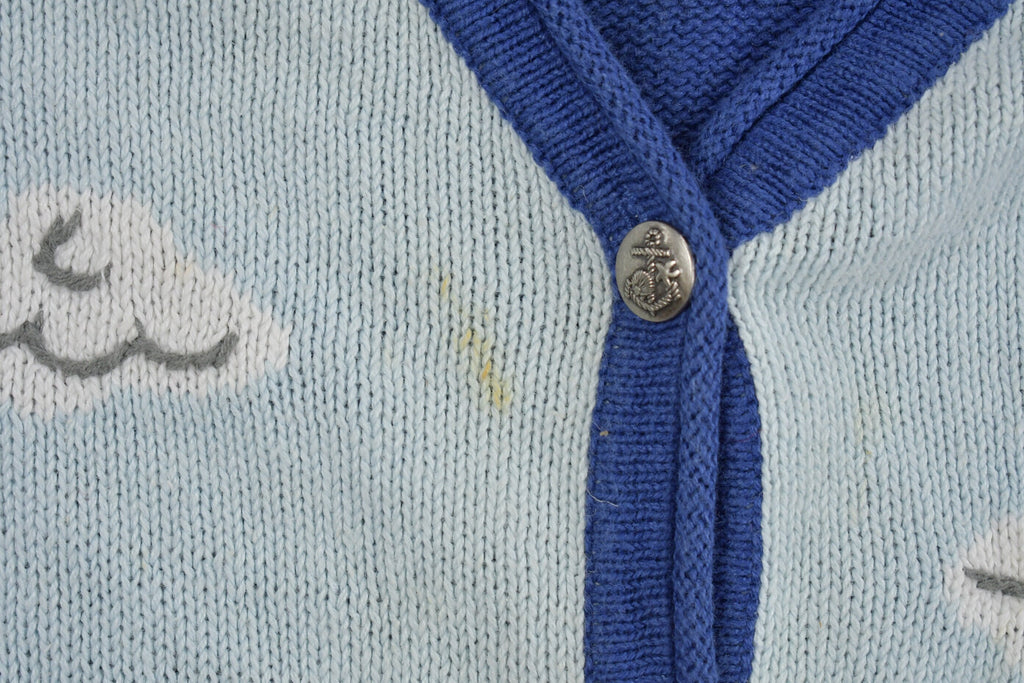 Vintage 1990s Lighthouse Theme Embroidered Knit Cardigan Sweater