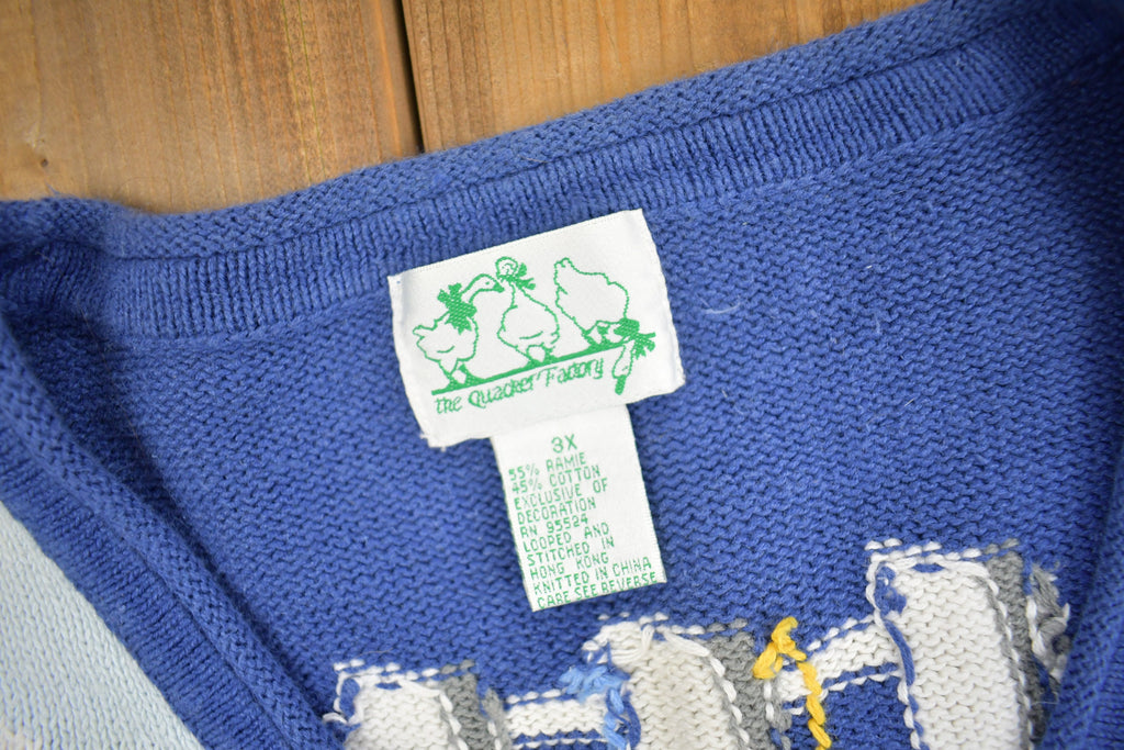 Vintage 1990s Lighthouse Theme Embroidered Knit Cardigan Sweater