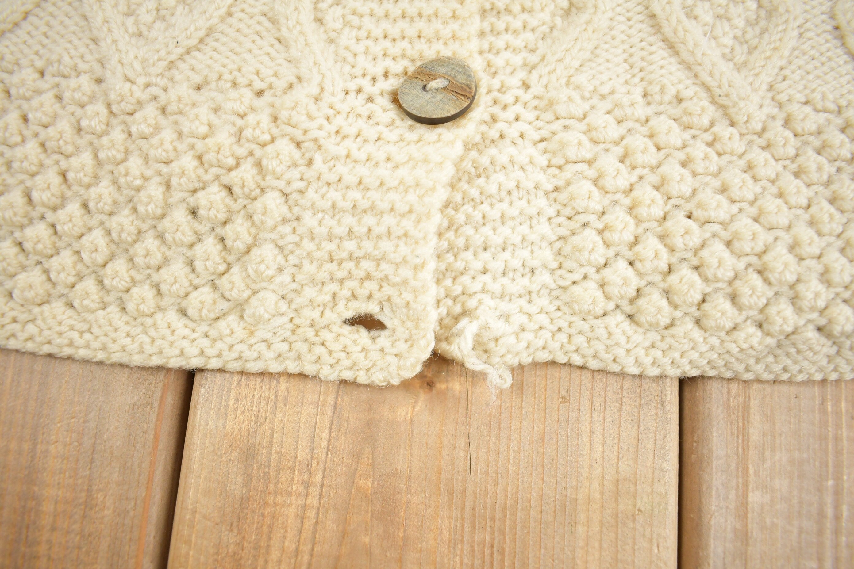 Vintage 1970s 3D Cable Knit Wool Cardigan Sweater