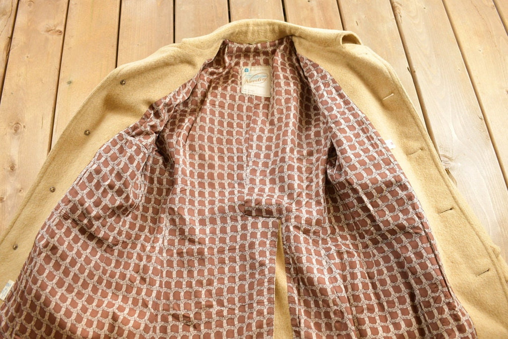 Vintage 1960s Beige Button Up Wool Overcoat