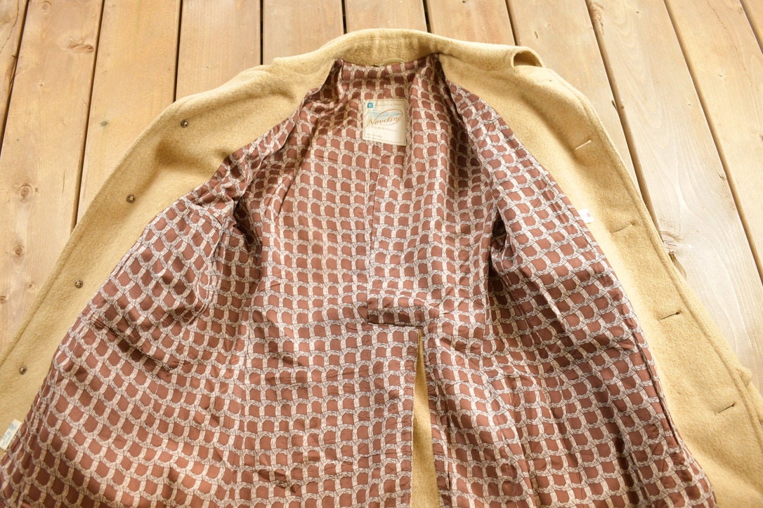 Vintage 1960s Beige Button Up Wool Overcoat