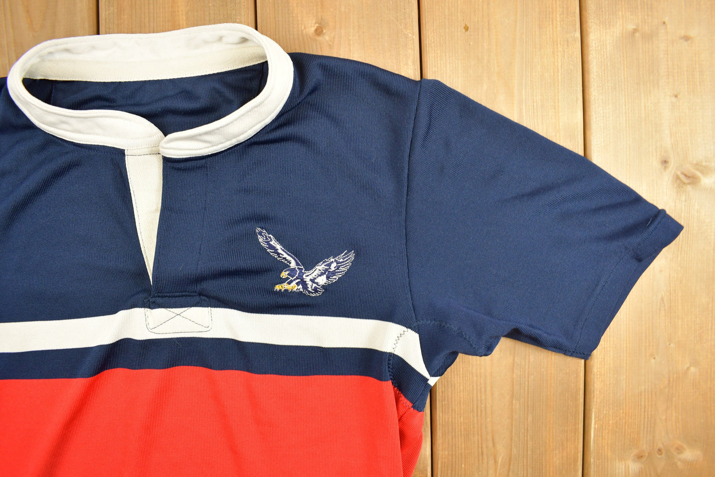 Vintage Barbarian Pro Fit Eagle Embroidered Polo Shirt / Quarter Button Up / Rugby Polo / 90s / Casual Sportswear / Formal Wear