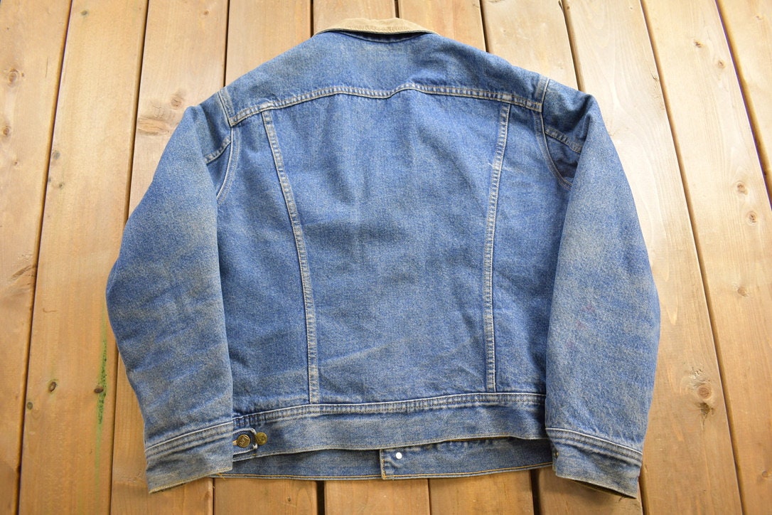 Vintage 1970s Lee Storm Riders Jean Jacket / Vintage Denim / Streetwear / Blanket Lined / True Vintage / Denim Jacket / Size Extra Large /
