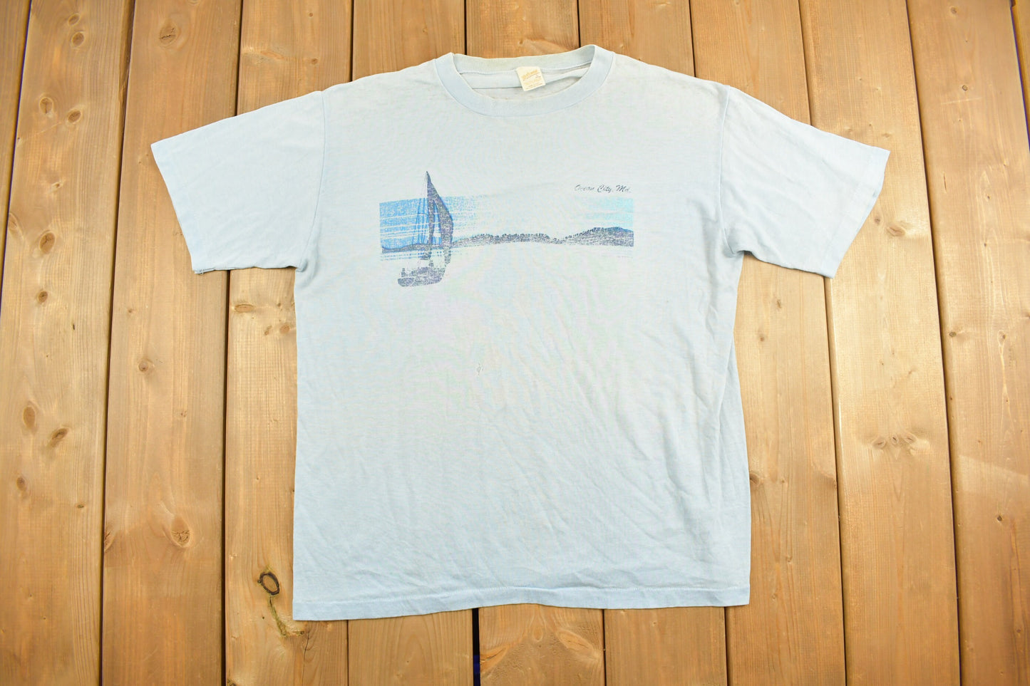 Vintage 1980s Blue Florida Sailing Souvenir T Shirt / Streetwear / Vacation Tee / Travel T Shirt / Vintage Florida / Single Stitch / 80s