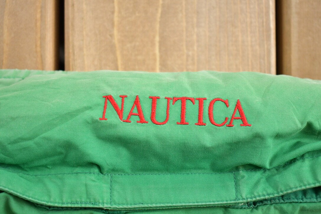 Vintage 1990s Nautica Windbreaker Jacket / Embroidered Logo / Vintage Nautica / 90s Windbreaker / Streetwear / Color Block / Size Large /