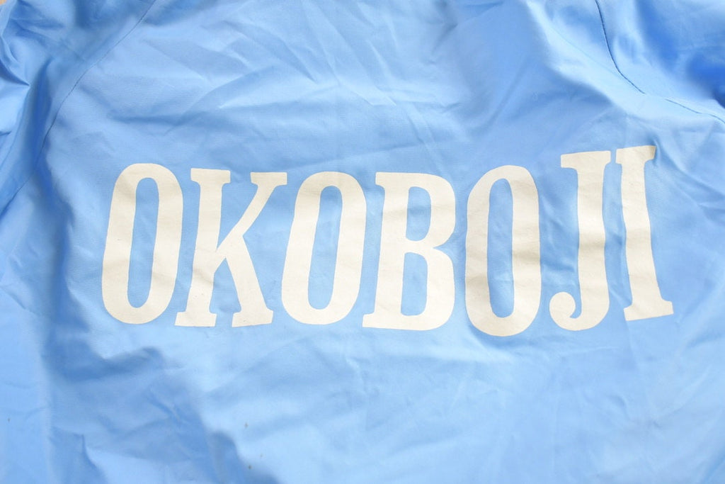 Vintage 1970s University Of Okoboji Satin Bomber Jacket Streetwear Souvenir Jacket