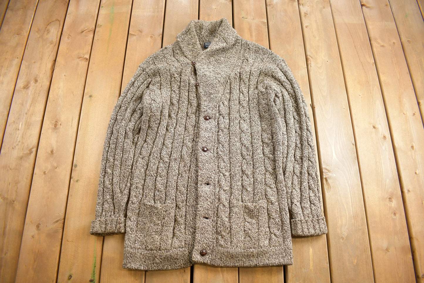 Vintage 1990s Polo Ralph Lauren Wool Cable Knit Cardigan Sweater / Vintage Cardigan / Button Up / Vintage Ralph Lauren / 80s Polo