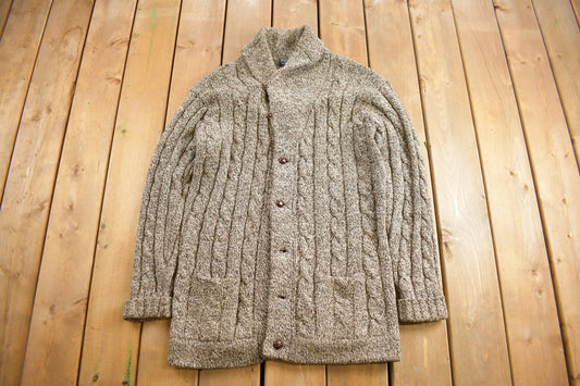 Vintage 1990s Polo Ralph Lauren Wool Cable Knit Cardigan Sweater / Vintage Cardigan / Button Up / Vintage Ralph Lauren / 80s Polo