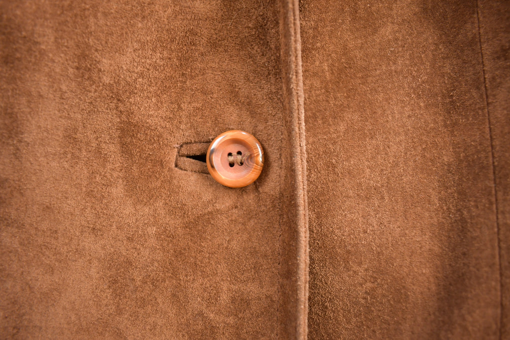 Vintage 1970s Fur Collar Suede Leather Jacket