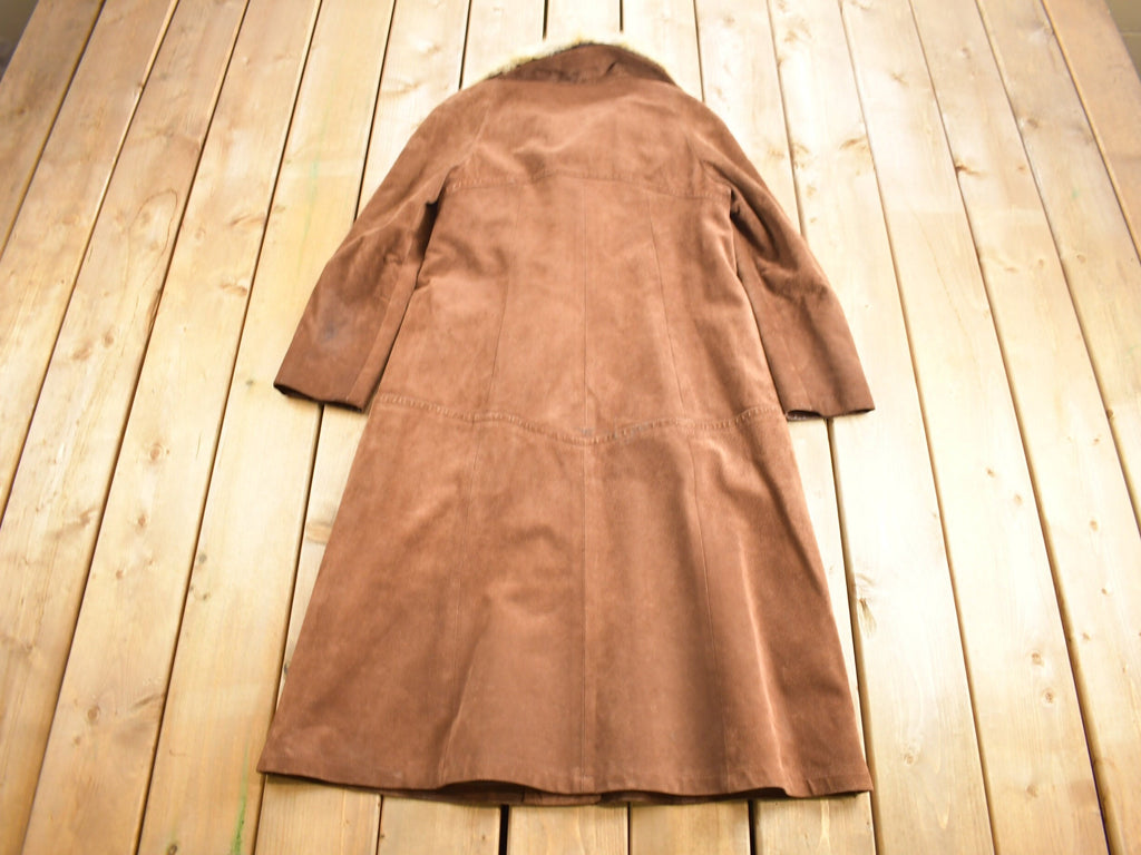 Vintage 1970s Fur Collar Suede Leather Jacket