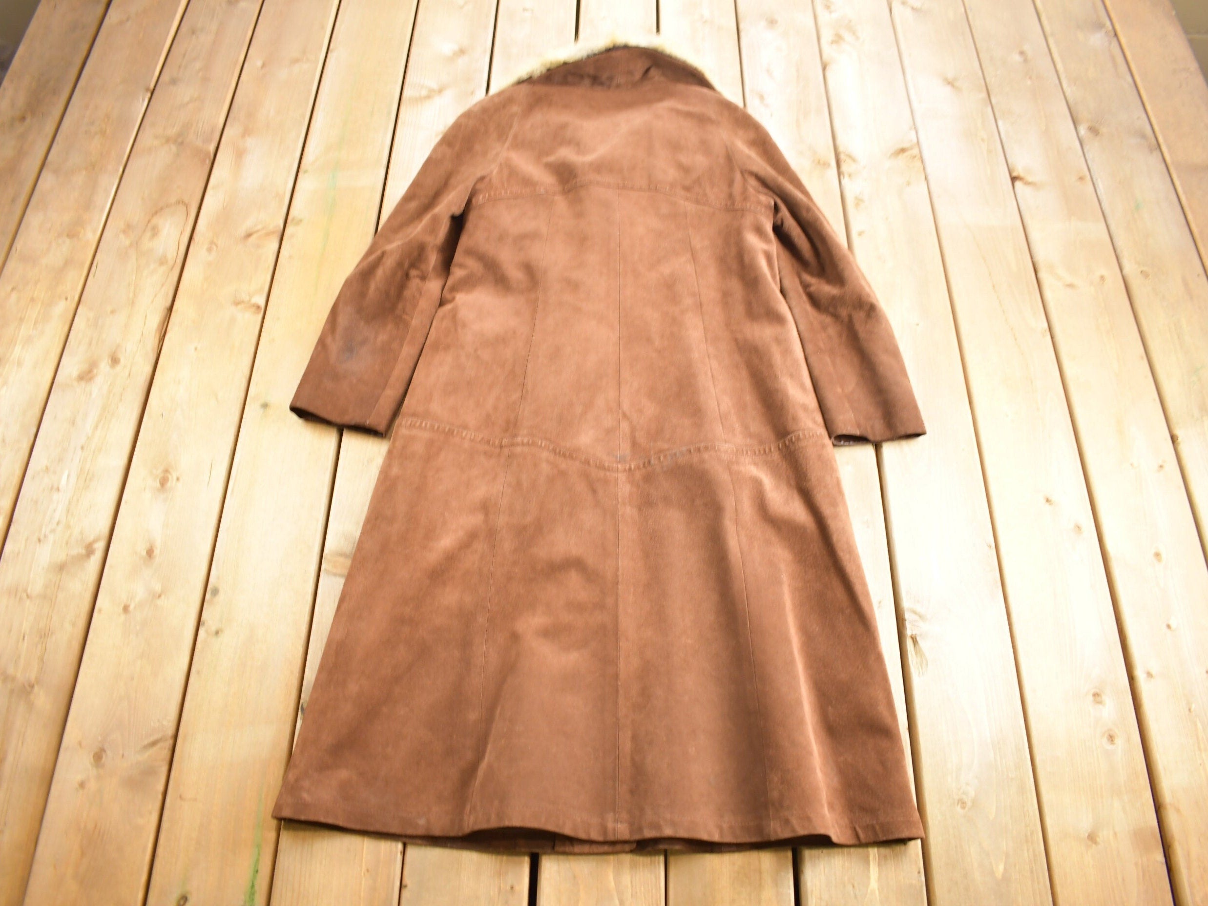 Vintage 1970s Fur Collar Suede Leather Jacket