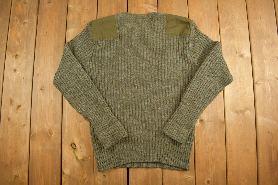 Vintage Brigade Quartermasters Knit Sweater / Army Green / Patchwork / Green Sweater / Made In England / Vintage Sweatshirt / Outdoorsman