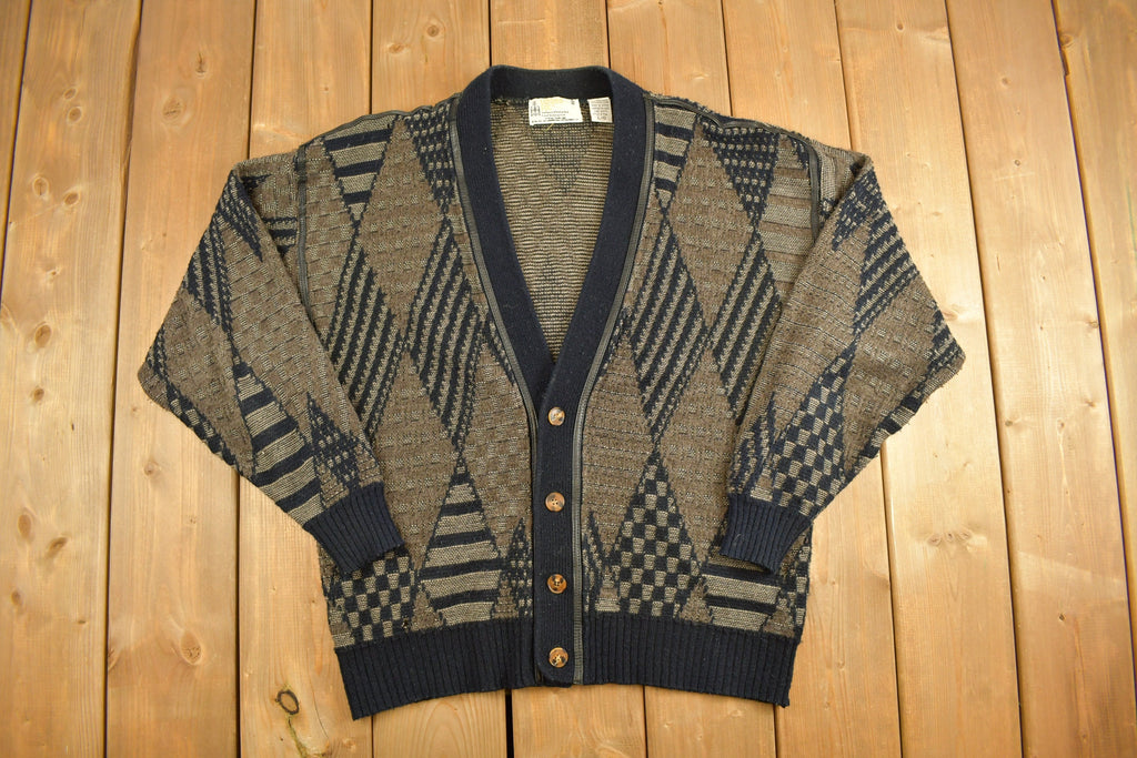 Vintage 1990s London Fog V Neck Button Up Knitted Sweater
