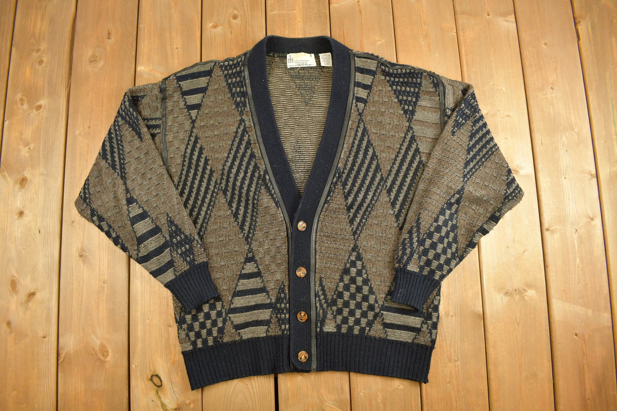 Vintage 1990s London Fog V Neck Button Up Knitted Sweater