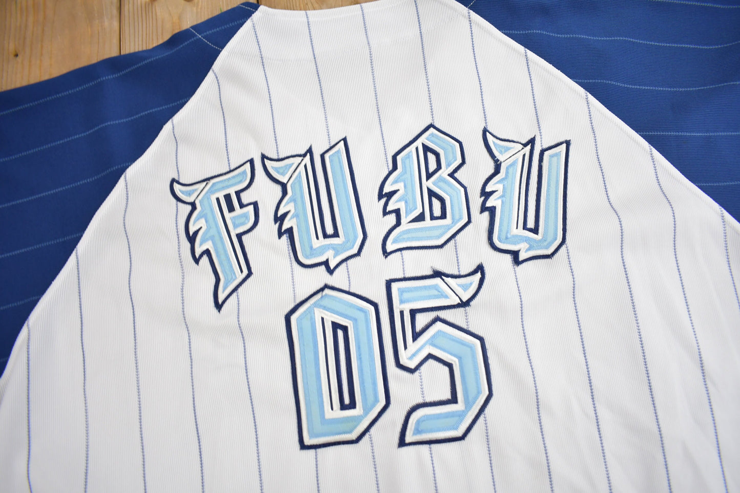 Vintage 1990s FUBU Pinstripe Baseball Jersey / Sportswear / Vintage FUBU / Streetwear / Athleisure / Embroidered / Vintage Hip Hop / FUBU