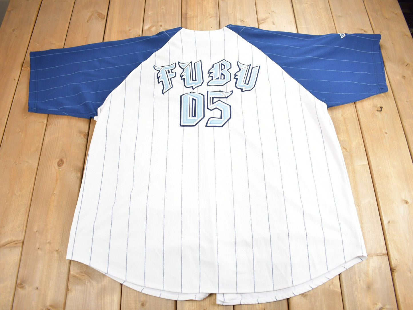 Vintage 1990s FUBU Pinstripe Baseball Jersey / Sportswear / Vintage FUBU / Streetwear / Athleisure / Embroidered / Vintage Hip Hop / FUBU