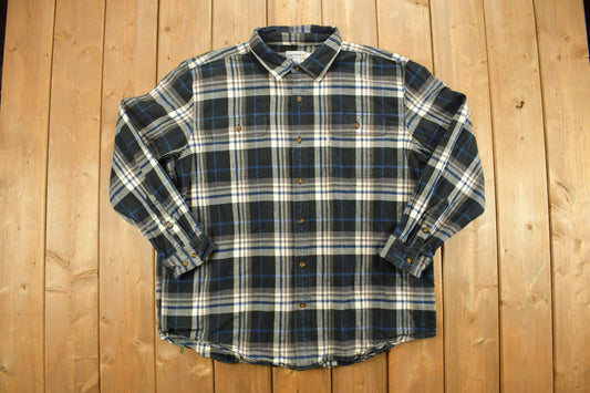 Vintage 1990s Carhartt Plaid Button Up Shirt / 1990s Button Up / Vintage Flannel / Casual Wear / Workwear / Pattern Button Up / Streetwear