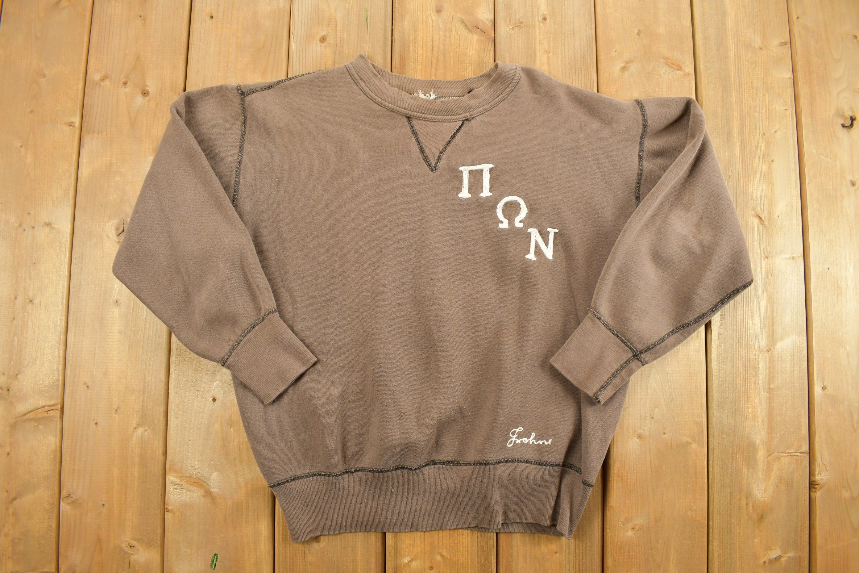 Vintage 1950s Embroidered Varsity Crewneck