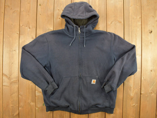 Vintage Y2K Distressed Carhartt Full Zip Hoodie Sweatshirt / Workwear / Streetwear / Carhartt / Fleece Lined Hoodie / Carhartt Jacket