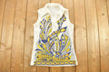 Vintage 1970s Abstract Print Sleeveless Tunic Blouse